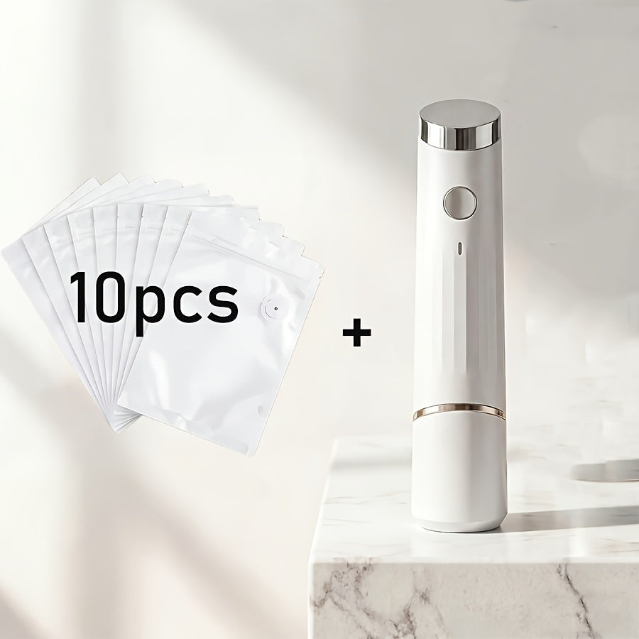 Vacuum Sealer Machine with 10 Reusable Bags – Handheld Food Vacuum Sealer Kit, BPA-Free Seal Bags, Portable Meal Saver for Sous Vide & Freezer Storage