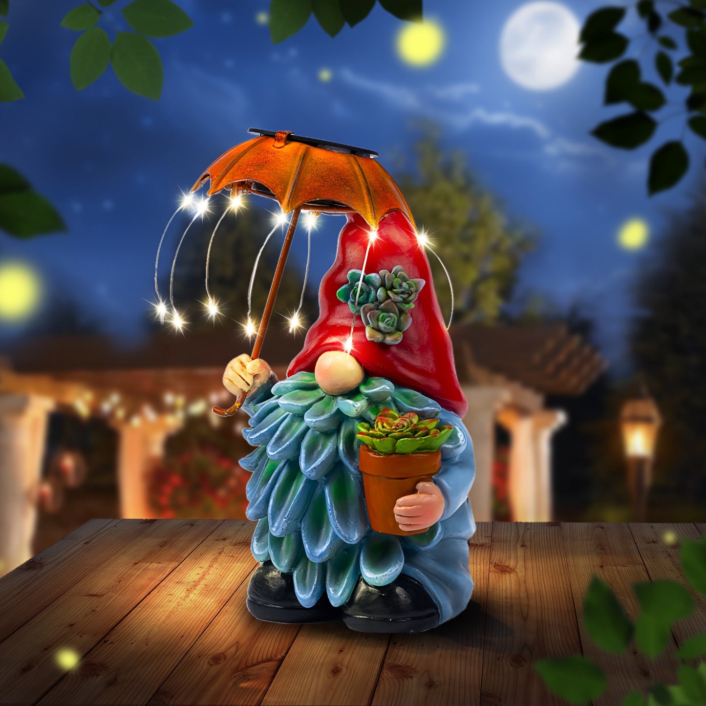 Solar Light Elf Resin Statue – Outdoor Garden Figurine That Automatically Lights Up at Night, Holiday Collectible Decor for Christmas, Easter, Halloween, Thanksgiving & Hanukkah, Patio Porch Desk Decor Gift
