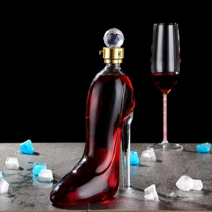 High Heel Shoe Decanter Crystal Glass with Stopper 26oz – Handmade Lead-Free Transparent Wine Decanter for Kitchen Dining Decor, Valentine's Day & Holiday Gift