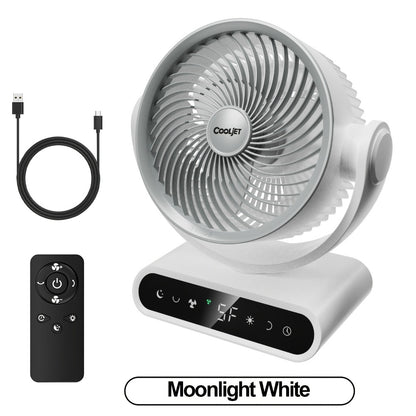 Camping Fan with LED Light Battery Powered 20000mAh 40000mAh 9-Inch 5-Speed Remote Control 90° Tilt 120° Oscillating Quiet Air Circulator for Outdoor Home