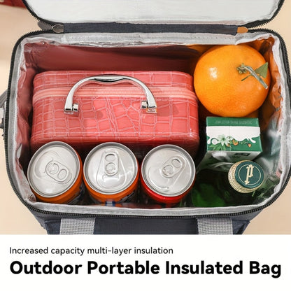 Insulated Lunch Bag Large Double Layer Leakproof Cooler Tote Bag with Adjustable Crossbody Strap for Men Women Office Picnic Travel Camping in Black Grey Burgundy Blue