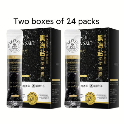 Black Sea Salt Bubble Mask with Nicotinamide, Moisturizing Foam Mud Mask Alcohol-Free for All Skin Types, Unisex Deep Cleansing Pore Purifying Face Mask – Individual Portable Packs for Travel (12/24/36 Pack)