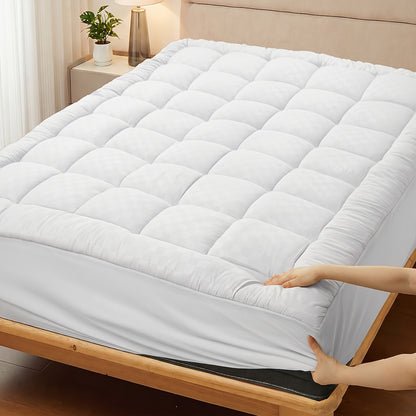 Cooling Mattress Topper Baffle Box Design Overfilled Down Alternative Pillow Top 6-8cm Plush Hotel Quality 8-21 Inch Deep Pocket Twin Full Queen King