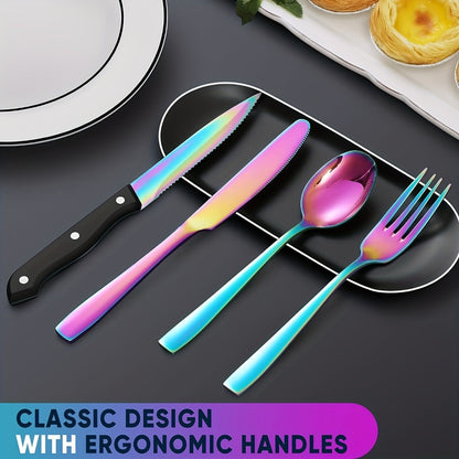 Stainless Steel Flatware Set, Mirror-Polished Cutlery Set for Home & Hotel, Gift Box Included, Dishwasher Safe Silverware for Parties, Weddings & Banquets