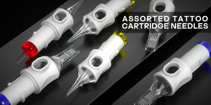 Tattoo Cartridge Needles 50pcs Mixed Size Set - Poseidon V6 Assorted Round Liner Shader Curved Magnum Disposable Needles 3RL 5RL 7RL 9RL 5RS 9RS 9RM 11RM 15RM 7M1 for Tattoo Machine