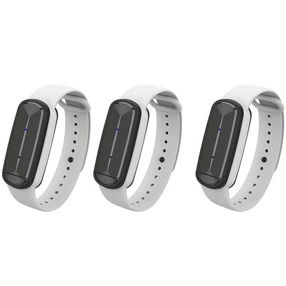 Ultrasonic Mosquito Repellent Bracelet 3-Pack – USB Rechargeable Intelligent Bug Repellent Wristband for Camping, Outdoor, Hiking & Travel, Waterproof Mosquito Control Bracelet for Adults & Kids