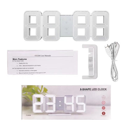 3D LED Digital Alarm Clock Colorful Night Light Home Decor Bedroom Desk Clock USB Powered