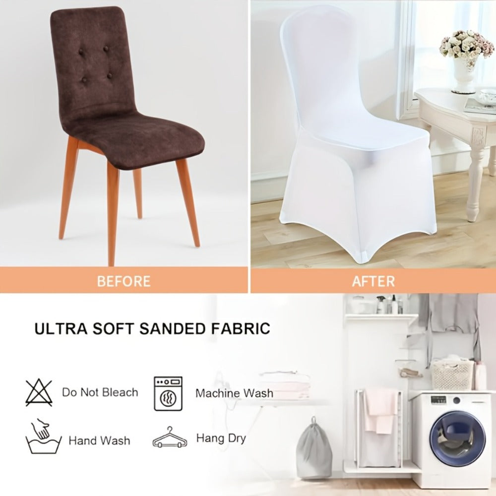 Spandex Chair Covers Bulk, Elastic Stretch Universal Fit Banquet Chair Protectors — Machine Washable Wedding Chair Covers for Weddings, Parties, Banquets & Events | Black & White | 30-150 Pack