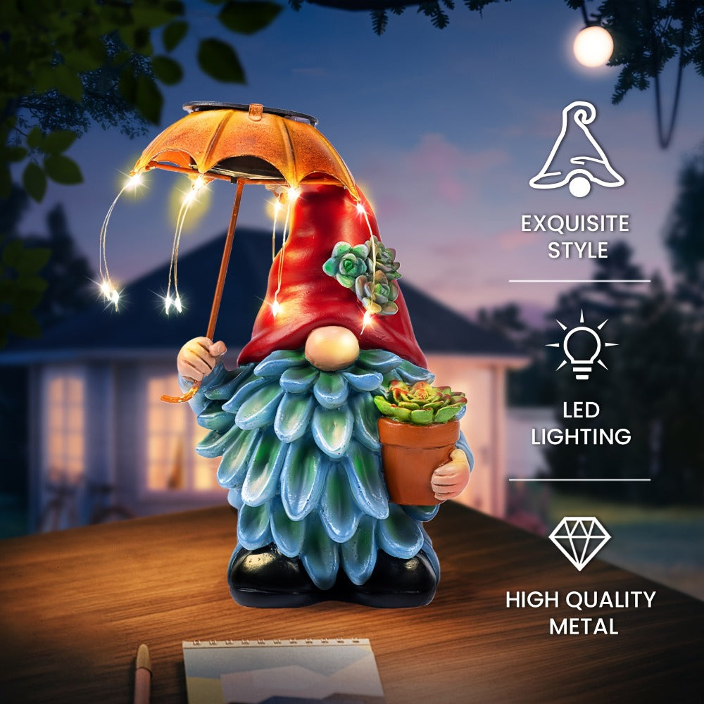Solar Light Elf Resin Statue – Outdoor Garden Figurine That Automatically Lights Up at Night, Holiday Collectible Decor for Christmas, Easter, Halloween, Thanksgiving & Hanukkah, Patio Porch Desk Decor Gift