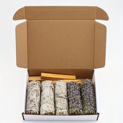 Smudge Sticks Gift Set - White Sage, Lavender & Palo Santo Hand-Tied Cleansing Bundle for Meditation, Spiritual Practice & Mindfulness - Natural Aromatherapy Incense Kit