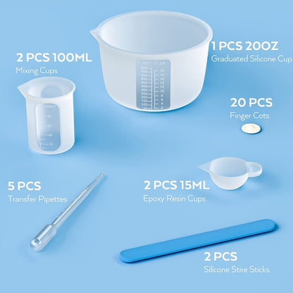 Silicone Resin Measuring Cup Kit – DIY Epoxy Resin Craft Tools Set for Jewelry Making, Slime, Casting & Pouring – Non-Stick Flexible Mixing Cups with Graduated Scale for Resin Art Beginners & Crafters