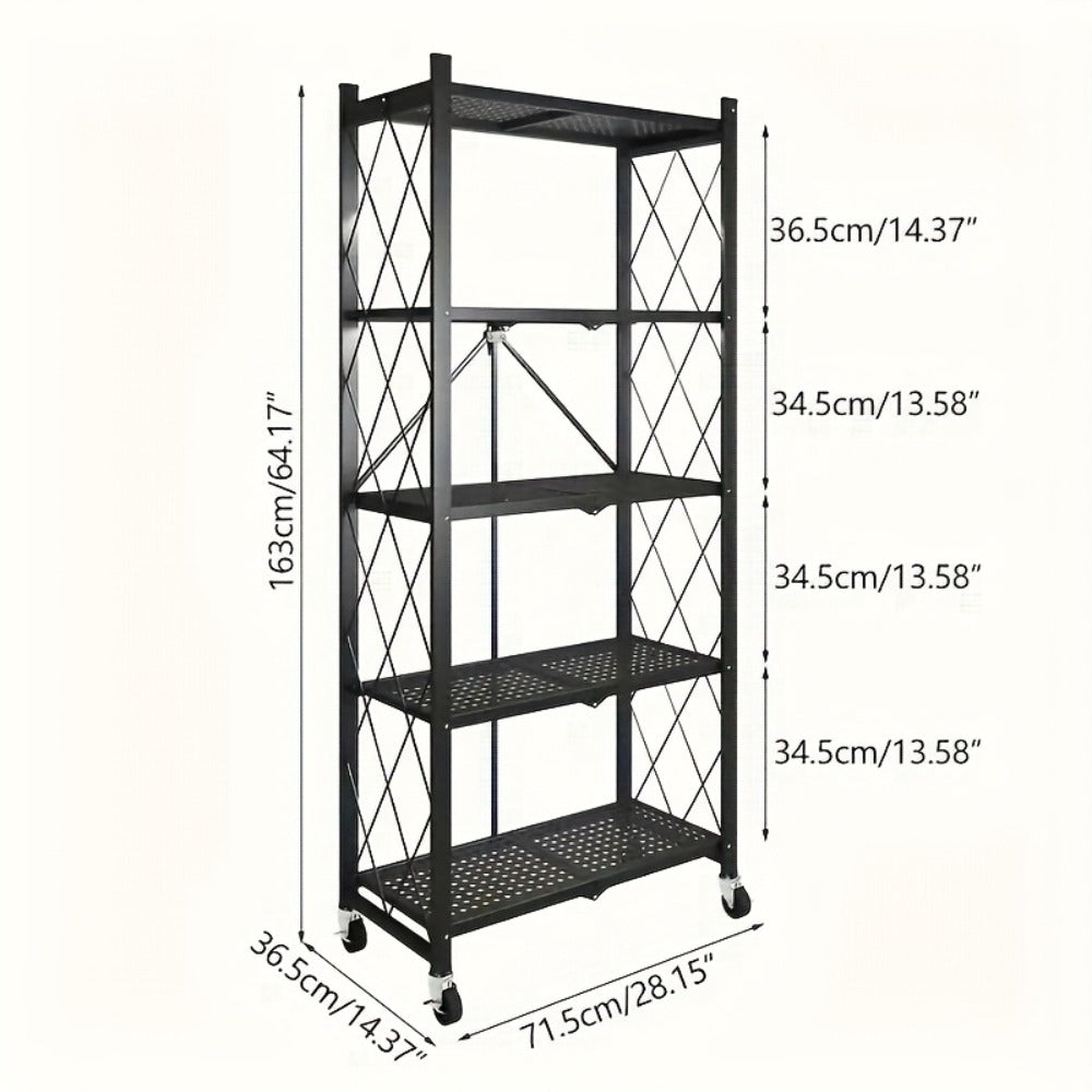 Rolling Storage Rack with Wheels – 3, 4 or 5 Tier Portable Movable Shelving Unit, No Assembly Required, Large Capacity Floor Storage Shelf for Garage, Balcony, Camping, Outdoor & Commercial Use