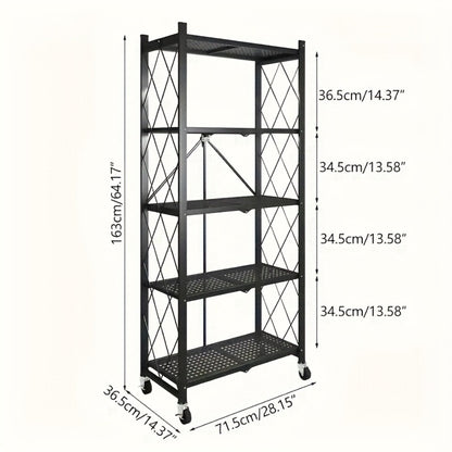 Rolling Storage Rack with Wheels – 3, 4 or 5 Tier Portable Movable Shelving Unit, No Assembly Required, Large Capacity Floor Storage Shelf for Garage, Balcony, Camping, Outdoor & Commercial Use