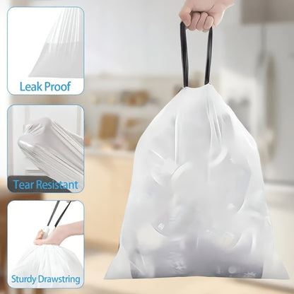 Heavy Duty Trash Bags 13 Gallon 100 Count, 1 Mil Extra Thick Drawstring Garbage Bags, Leak-Proof Tear-Resistant Kitchen Trash Can Liners for Restaurants, Offices & High-Traffic Areas, Commercial Grade