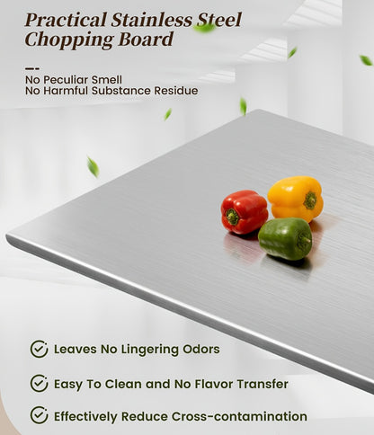 Stainless Steel Cutting Board & Rolling Pastry Board – Non-Slip Kitchen Prep Mat with Butcher Block Surface