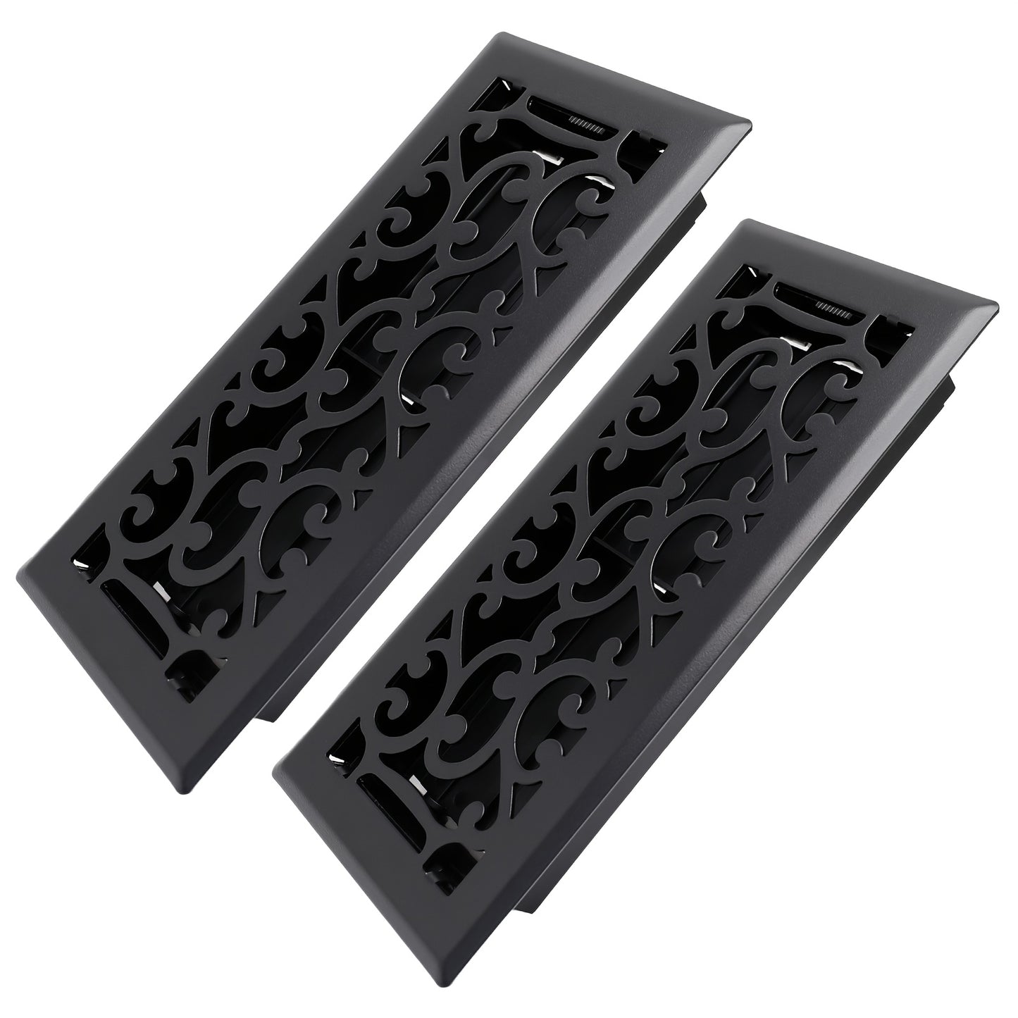 Floor Vent Register Cover 4x10 Inch Heavy Duty Walkable Steel Decorative Air Vent Grille Adjustable Airflow for Home HVAC 2-Pack Savannah Boston Design Multi Finish