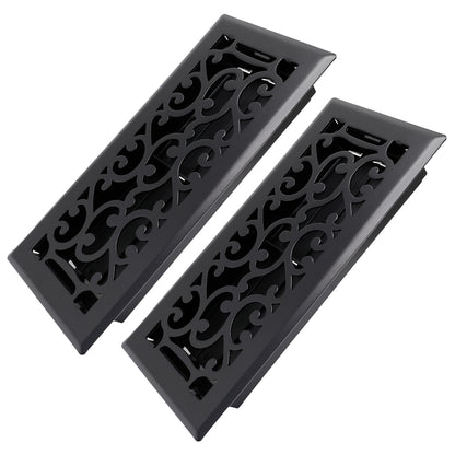 Floor Vent Register Cover 4x10 Inch Heavy Duty Walkable Steel Decorative Air Vent Grille Adjustable Airflow for Home HVAC 2-Pack Savannah Boston Design Multi Finish