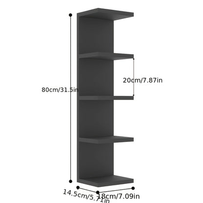 5-Tier Floating Wall Shelf Wall-Mounted Storage Rack 31.5" - Space Saving Display Shelves for Bedroom Living Room Oak Finish Easy Install Thickened Suspended Wall Organizer