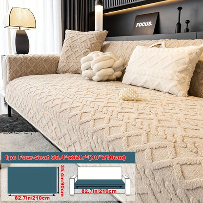 Plush Sofa Cover Couch Cover | Anti-Slip Pet Dog Friendly Velvet Sofa Mat, Single Two Three Four Seat, Backrest Armrest Pillow Cover, Living Room Bedroom Decor