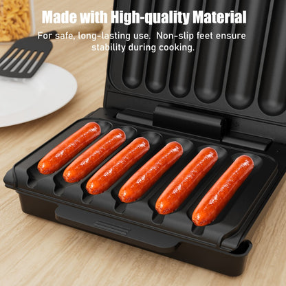 Electric Sausage Grill and Sandwich Maker with Nonstick Plate and Cord Storage Compact Countertop Cooker for Hot Dogs BBQ Sausages Veggie Sausages and Toasted Sandwiches Easy to Clean