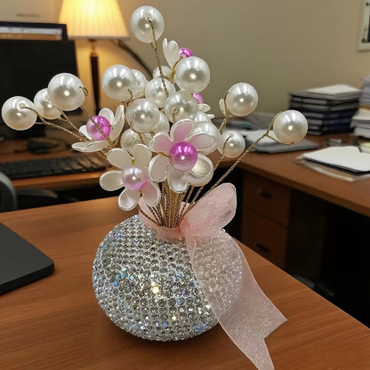 Crystal Flower Car Decoration Handmade DIY Simulation Crystal Flowers for Car Center Console Dashboard Home Decor Holiday Party Birthday Gift Mother's Day Valentine's Day
