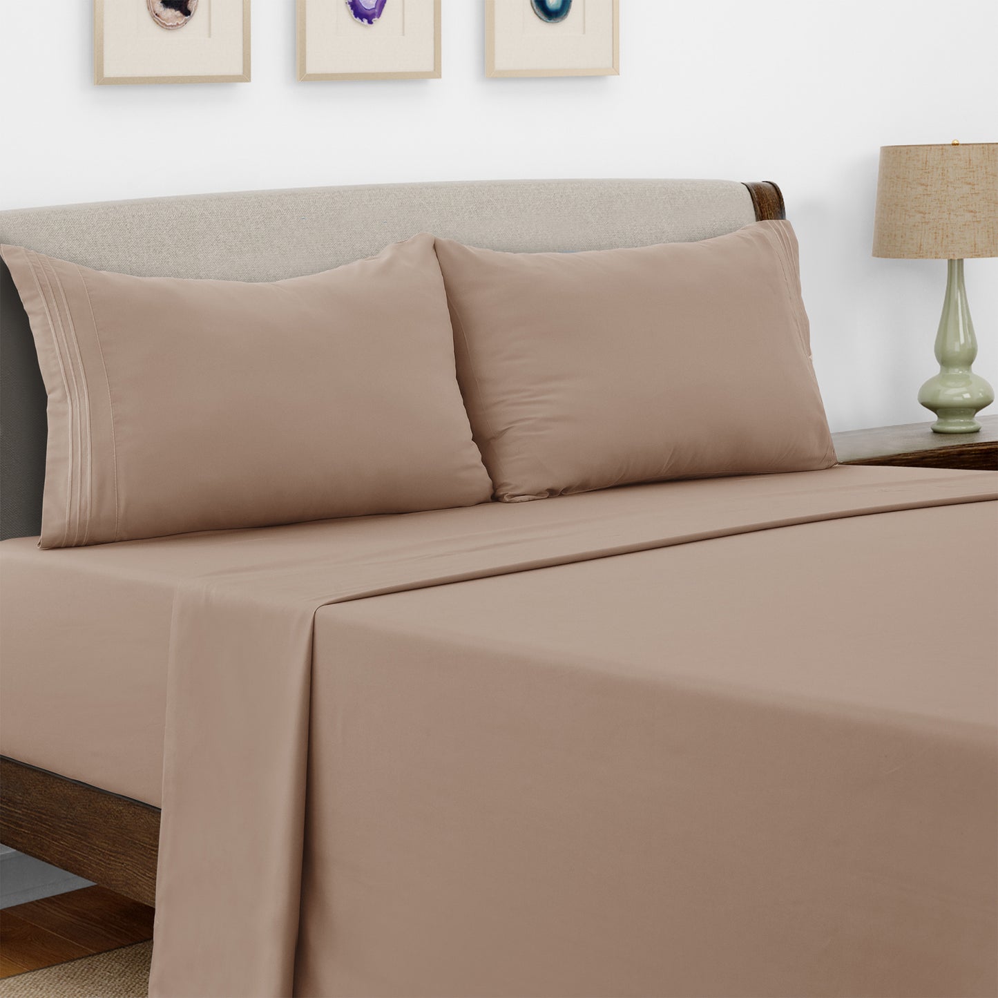 Microfiber Bed Sheet Set 4 Piece - Soft Breathable Deep Pocket 16 inch Fitted Sheet, Flat Sheet & Pillowcases, Wrinkle Fade Resistant Bedding for All Seasons Twin Twin XL Full Queen King Cal King, 24 Colors