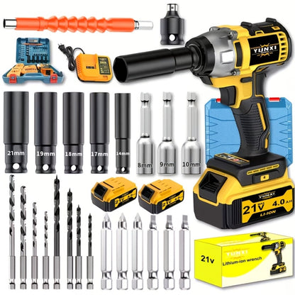 21V Cordless Impact Wrench Kit High Torque Brushless with 4000mAh Rechargeable Battery – Wireless Power Wrench Driver for Car Motorcycle Repair, DIY Home Projects, Gift for Mechanics & Men