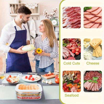 Stackable Refrigerator Organizer Containers 4-Tier with Lids – Meat Preservation Box, Food Storage for Vegetables, Fruits & Cooked Meats, Fridge Organization Set