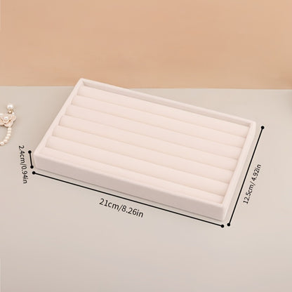 Stackable Jewelry Organizer Trays 6-Piece Set – Rectangular Multi-Compartment Drawer Inserts with Removable Dividers for Earrings, Rings, Necklaces & Bracelets – Tabletop Jewelry Display Case Storage