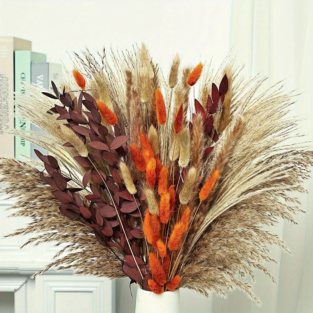 Artificial Pampas Grass Bouquet 72pcs – Bohemian Rustic Farmhouse Decor for Home Wedding Centerpiece Halloween Thanksgiving Valentine's Day Cafe