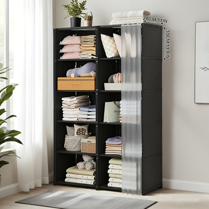 6-Tier Storage Rack Shelving Unit 15.75 Inch | Multi-Purpose Dust-Proof Organizer for Closet, Bedroom, Office & Dorm - Easy Assembly Clothing Bookshelf Utility Rack, Single & Double Row, Black & White