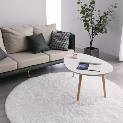 Round Shaggy Plush Rug – Soft Fluffy Circular Carpet for Bedroom & Living Room, Easy Clean