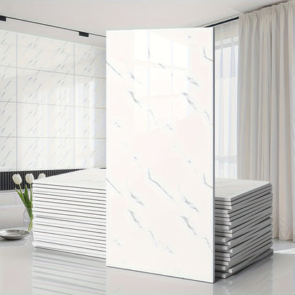Marble Pattern Wall Stickers Vinyl Decals Oversized Glam Style Self Adhesive High Gloss Removable Wallpaper for Kitchen Bathroom Living Room Office Home Decor 20 40 Pieces Multiple Colors