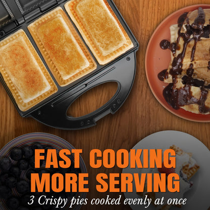 Electric Pocket Pie Maker with Crust Cutter – Dual Non-Stick Cooking Plates, Easy Press Iron for Homemade Snacks, Desserts, Empanadas & Hand Pies
