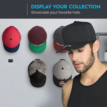 Hat Hooks Wall Mounted 20-Pack, Strong Adhesive Baseball Cap Hooks — No Drilling Multi-Purpose Hat Rack Organizer for Caps, Bags, Keys & More | Black & White