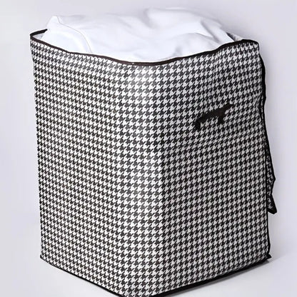 4pcs Large Storage Box Set with Lid & Handle – Black White Checkered, Stackable, Thickened Lining, Double Zipper, Under-Bed & Moving Organizer