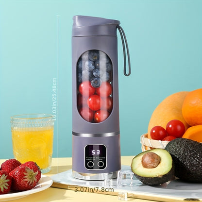 Portable USB Rechargeable Blender with LED Display – 15oz Personal Smoothie Blender for Shakes, Milkshakes & Fresh Juice, Compact Mini Blender for Home Gym Office & Travel, BPA-Free Cup