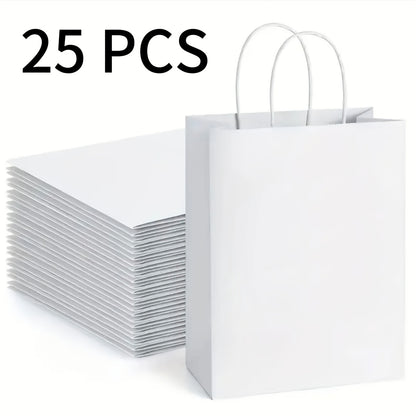 Paper Bags with Handles Bulk - Kraft Paper Gift Bags 25/75/100/300 Pcs, Black White Brown Reusable Shopping Bags for Small Business Retail, Birthday Party, Graduation, Easter Gift Wrapping Packaging