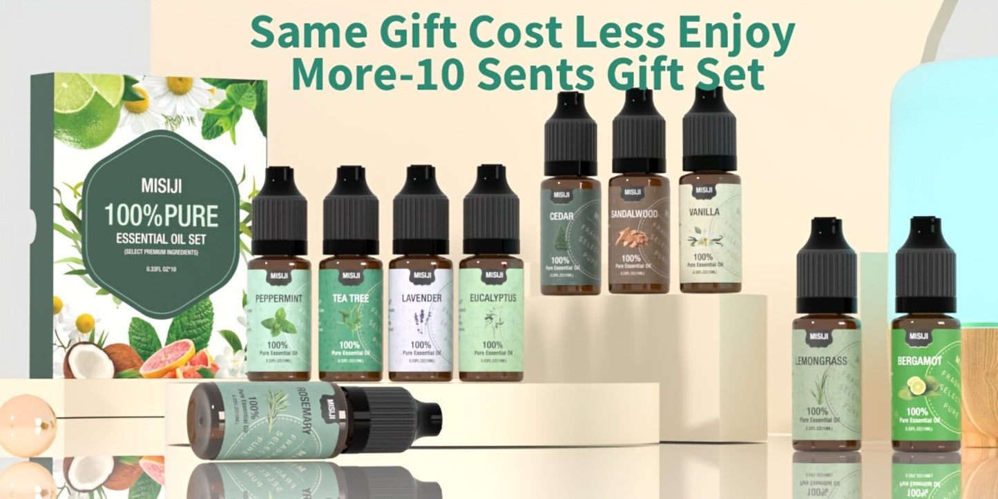 Essential Oils Set for Diffuser – Rosemary Aromatherapy Scented Oils for Home Air Freshening, Humidifier, Candle Making & Laundry, Perfect Valentine's Day Gift for Women (6/10/20 x 0.34oz)