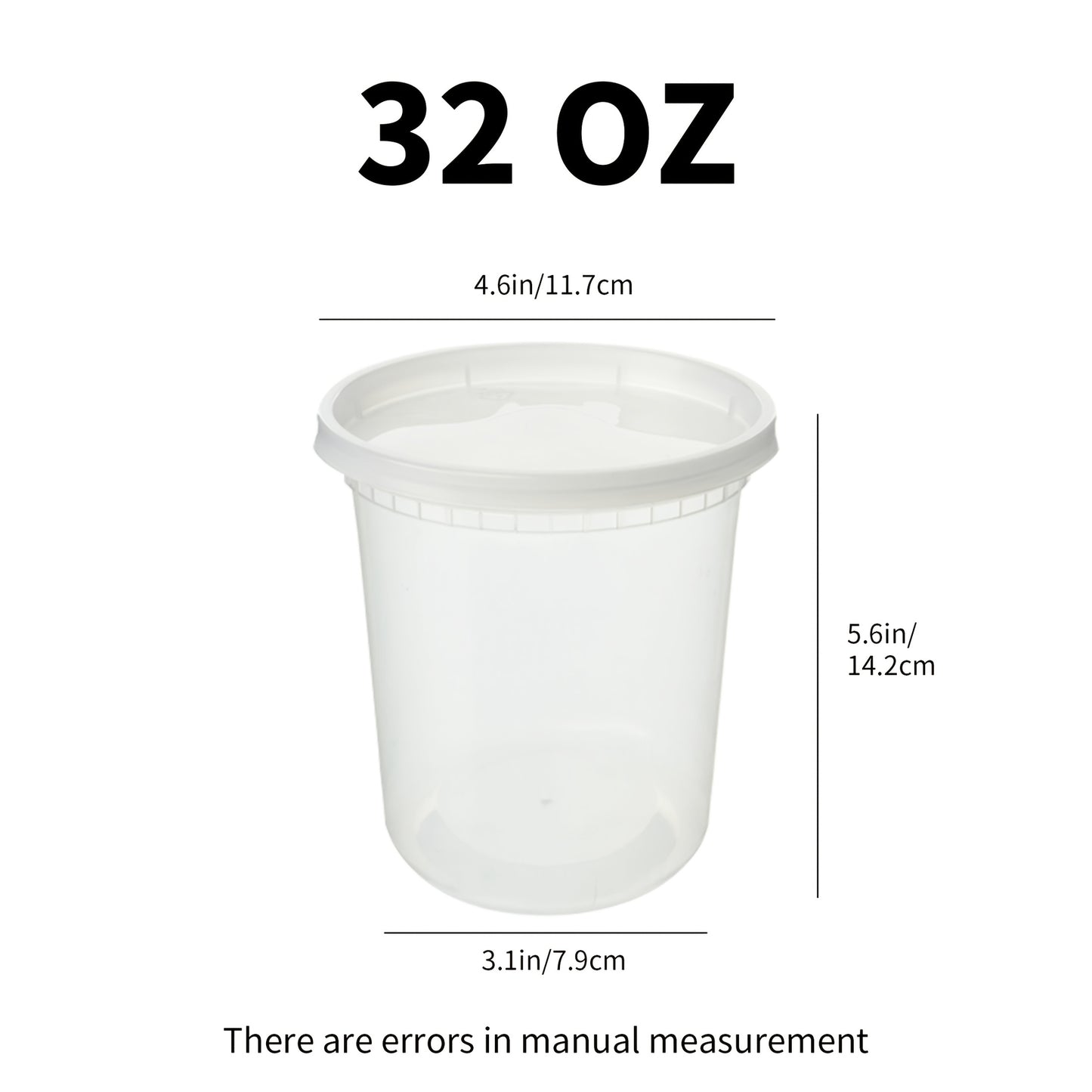 32oz Plastic Food Storage Containers with Lids 48 Sets Cups & Lids Meal Prep Containers Microwave Safe Portable