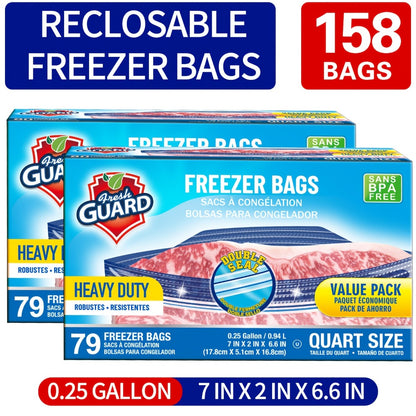 Freezer Storage Bags Resealable – Sturdy Bulk Food Storage Bags with Easy-Open Tabs for Freezer & Refrigerator – 0.25 Gallon, 1 Gallon & 2 Gallon for Fruits, Vegetables, Meats & Meal Prep