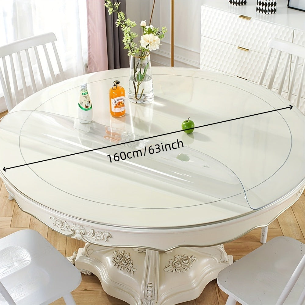 Round Clear PVC Table Cover Protector – 1.5mm Thick Vinyl Tablecloth Pad, Waterproof, Heat-Resistant, Easy to Clean, for Dining & Coffee Tables