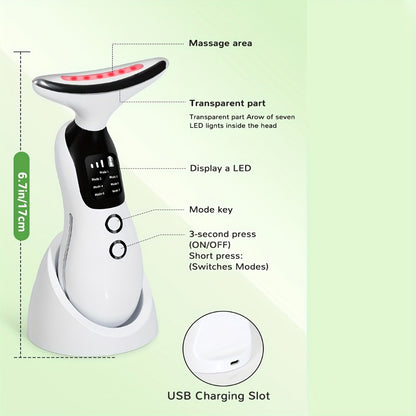 7-in-1 Neck Beauty Device with Base – Multi-Functional Skincare Tool, USB Rechargeable, Anti-Aging Neck Firming & Lifting, Mother's Day Gift for Women