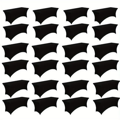6 Foot Stretch Tablecloth 6/12/24 Pack - Rectangular Spandex Table Cover for Weddings, Trade Shows & Events