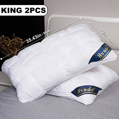 Luxury Hotel Pillows 2-Pack | King & Queen Size, Hypoallergenic Polyester Fill, Soft Satin Cover, Deep Sleep Neck Support, All-Season Non-Sinking Pillow Core, Boho Modern Design