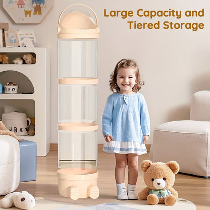 Stackable Round Stuffed Animal Storage Box with Lid – 3-Tier Plastic Plush Toy Organizer with Layered Storage for Dolls Toys & Miscellaneous Items – Kids Room Decor