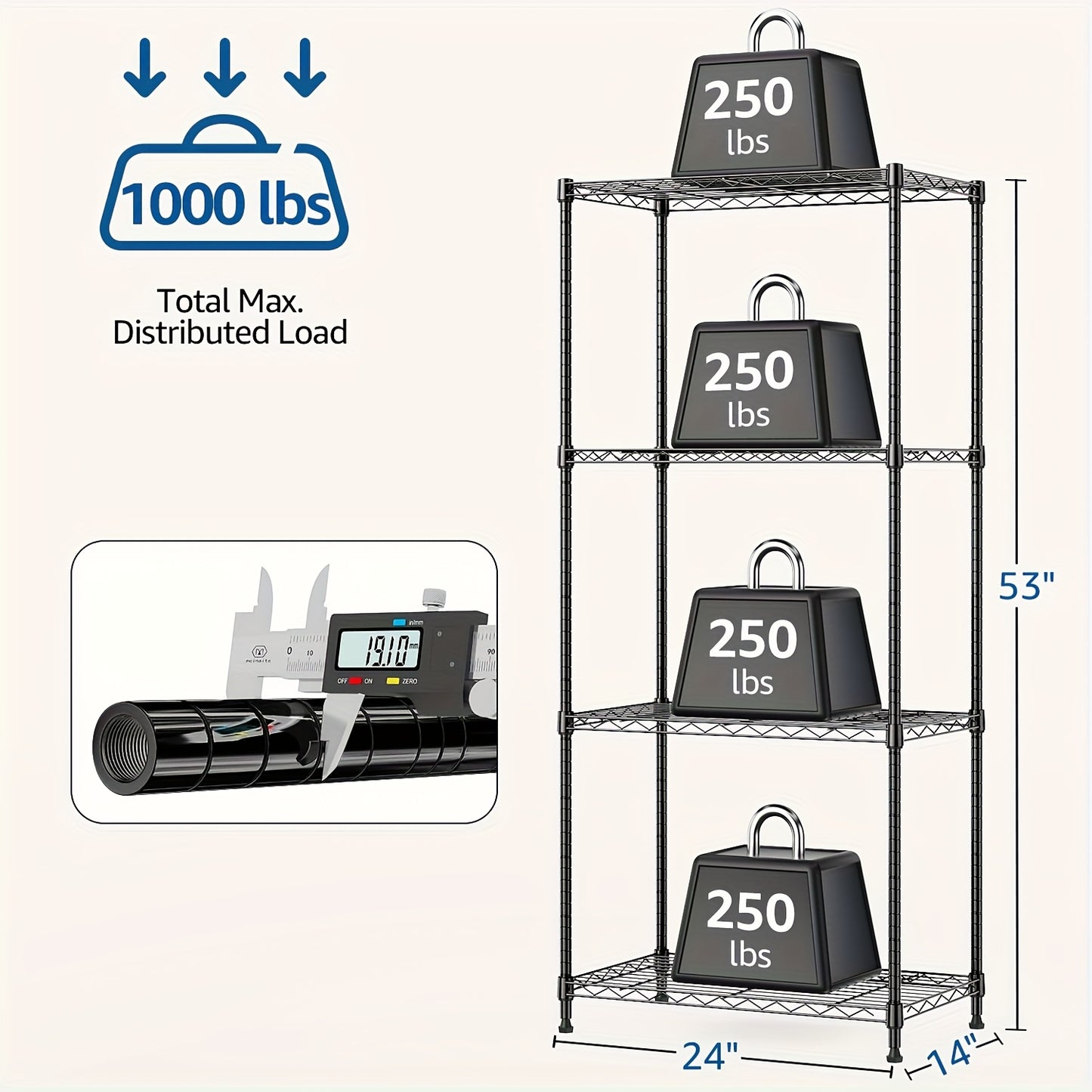 Metal Storage Shelving Unit Heavy Duty Adjustable 4 5 Tier Steel Shelf Rack for Garage Kitchen Pantry Workshop Black Chrome MZG