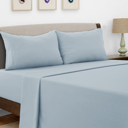 Microfiber Bed Sheet Set 4 Piece - Soft Breathable Deep Pocket 16 inch Fitted Sheet, Flat Sheet & Pillowcases, Wrinkle Fade Resistant Bedding for All Seasons Twin Twin XL Full Queen King Cal King, 24 Colors