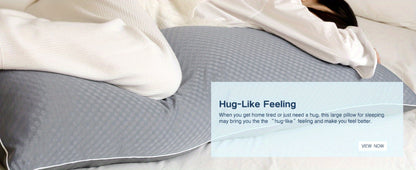 Body Pillow for Adults Full Body Support - Memory Foam Shredded Fill, Washable Pillowcase, 20x54 Inch, White & Grey