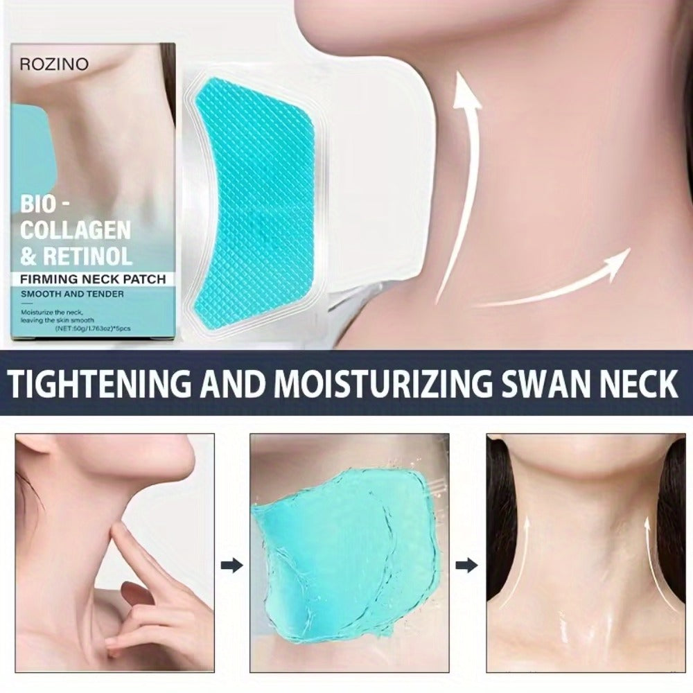 Bio-Collagen & Retinol Neck Firming Patches 10pcs – Hydrating Gel Neck Mask for Tightening, Smoothing & Anti-Sagging, Hypoallergenic for All Skin Types